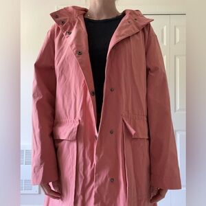 Coral Snap Front Rain Jacket